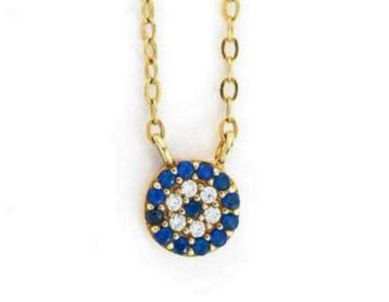 925 Sterling Silver ketting met goudkleur - lucky eye hanger beschikbaar voor biedingen