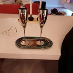 2 VERZILVERDE CHAMPAGNE GLAZEN MET ONDERSCHAAL, Antiek en Kunst, Ophalen of Verzenden