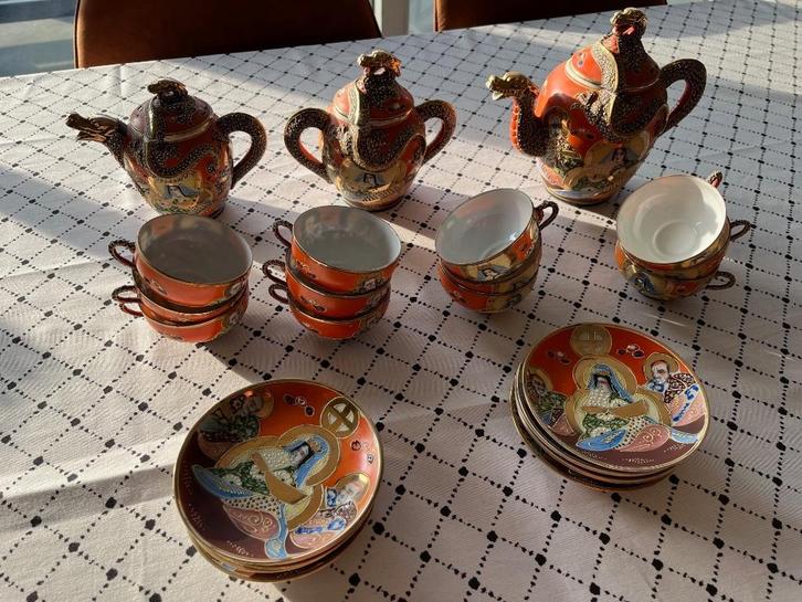 1930s-1950s Japans moriage dragonware porselein theeset, Antiek en Kunst, Antiek | Porselein, Ophalen