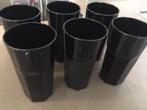 Zwarte hoge (koffie)glazen Ikea : 6 stuks, Glas, Glas of Glazen, Gebruikt, Ophalen of Verzenden