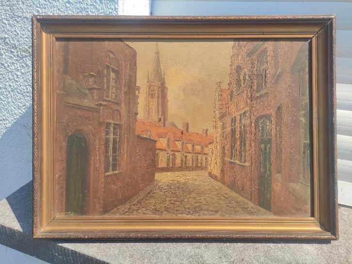 Huile sur panneau ruelle signe Gustave pynaert, Antiquités & Art, Art | Peinture | Classique, Enlèvement ou Envoi