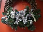 KERSTKRANS hout geweven GEDECOREERD in zilvertinten, Enlèvement, Utilisé