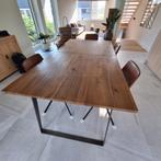 Tafel (Metal en hout) en 6 stoelen, 50 tot 100 cm, 150 tot 200 cm, Gebruikt, Metaal