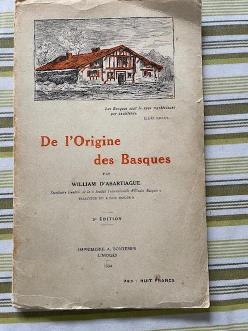 De l'Origine des Basques, Boeken, Geschiedenis | Stad en Regio, Gelezen, 20e eeuw of later, Ophalen of Verzenden