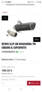Husqvarna 701 uitlaat ktm 690 remus te koop, Motoren, Ophalen of Verzenden, Gebruikt