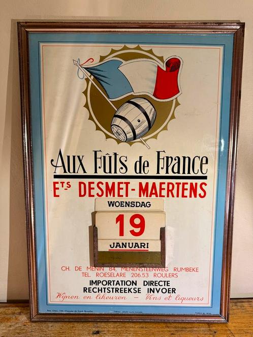 Carton Publicitaire Aux Fûts de France avec calendrier !!!, Verzamelen, Merken en Reclamevoorwerpen, Gebruikt, Ophalen of Verzenden