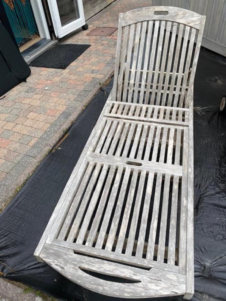 ligzetels, Tuin en Terras, Ligbedden, Zo goed als nieuw, Teakhout, Verstelbaar, Verrijdbaar, Ophalen