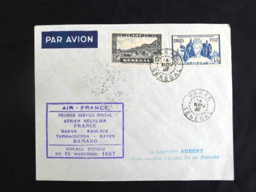 France - Senegal : 1e luchtpost / Voyage aero d'essai 1937, Postzegels en Munten, Postzegels | Afrika, Ophalen of Verzenden