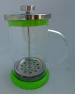 french press glazen koffiepot met glazen handvat groen, Gebruikt, Overige typen, Ophalen of Verzenden, Glas