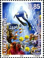 Luxemburg 2012 - onderwaterfauna - vissen - duiken (MNH), Postzegels en Munten, Luxemburg, Ophalen of Verzenden, Postfris