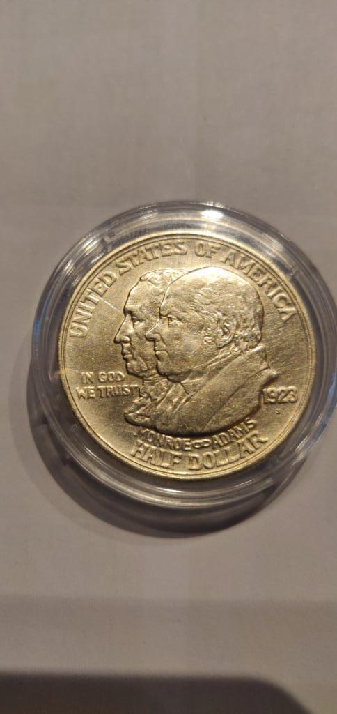 100 Jaar Monroe-doctrine zilveren Halve Dollar 1923, Postzegels en Munten, Munten | Amerika, Losse munt, Noord-Amerika, Zilver