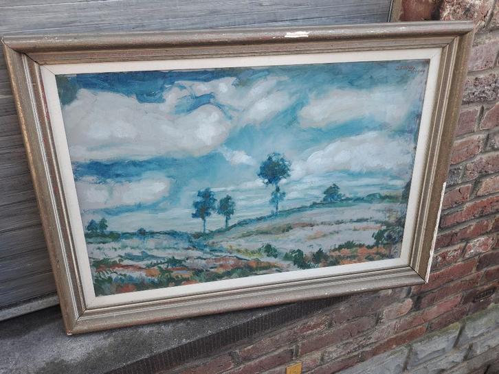 huile sur panneau paysage signe Jean Baptist CABUY, Antiek en Kunst, Kunst | Schilderijen | Klassiek, Ophalen of Verzenden