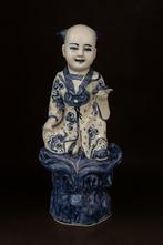 Statuette chinoise en porcelaine bleu blanc  XIXe/XXe, Enlèvement ou Envoi