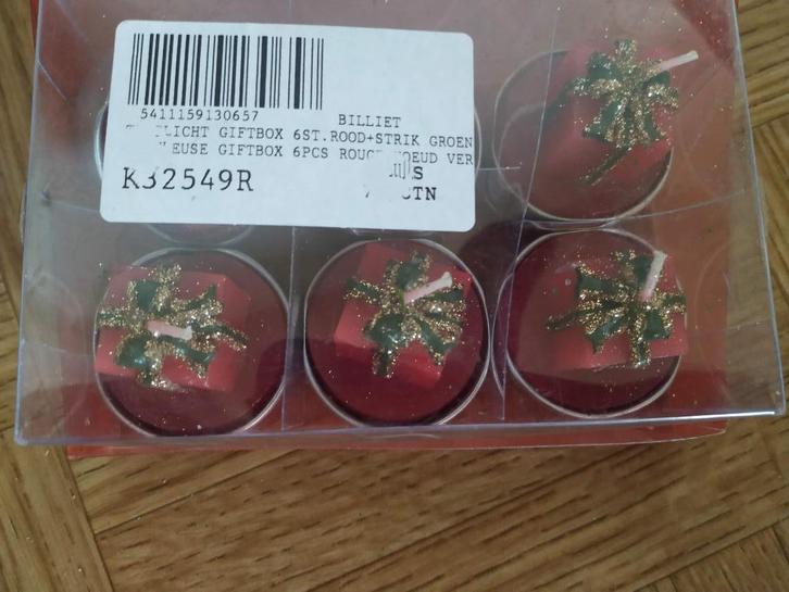 kerst cadeaudoosje 6theelichtjes grote strik giftbox, Diversen, Kerst, Nieuw, Ophalen of Verzenden