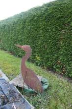 ijzeren figuren reiger en tafelboog (2x), Tuin en Terras, Tuinbeelden, Ophalen, Zo goed als nieuw, Metaal, Dierenbeeld