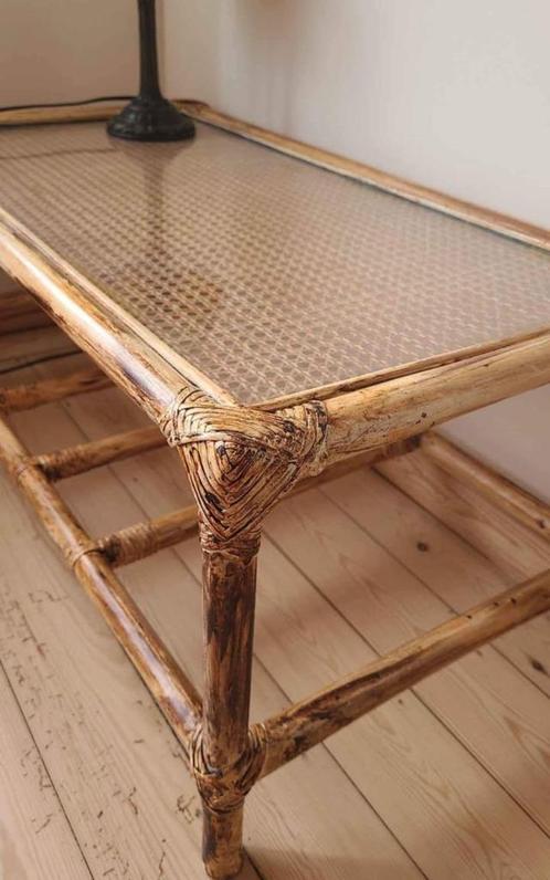 Canage- en bamboetafel, Huis en Inrichting, Tafels | Bijzettafels, Nieuw, Rechthoekig, Minder dan 45 cm, 75 cm of meer, Overige materialen