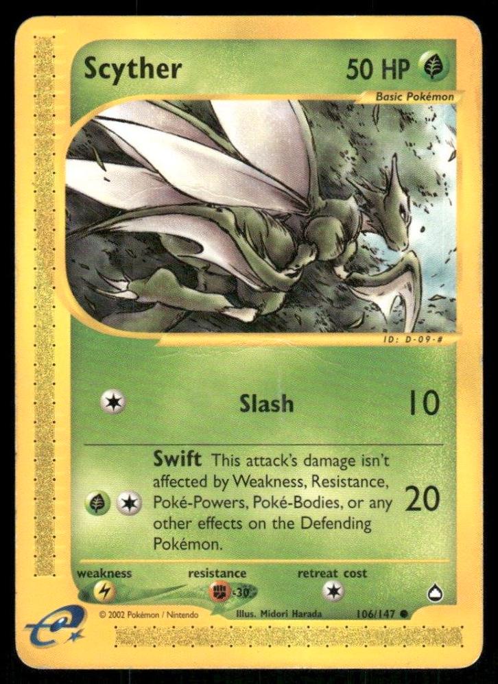 Scyther 106/147 - Aquapolis, Hobby en Vrije tijd, Verzamelkaartspellen | Pokémon, Gebruikt, Verzenden