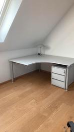 Groot en stevig bureau met ladenblok en kast, Huis en Inrichting, Ophalen, Zo goed als nieuw, Bureau