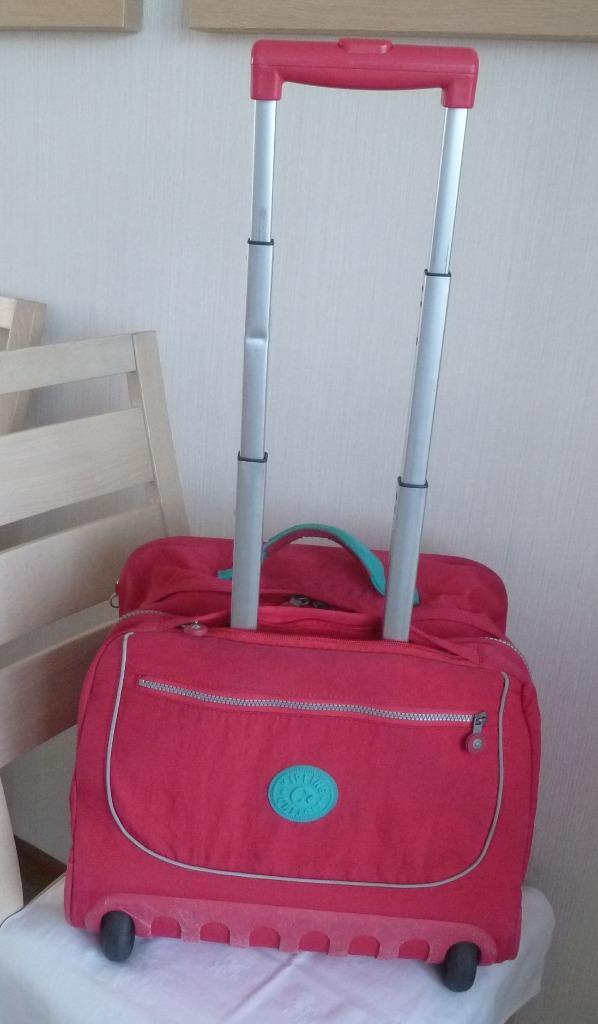 Kipling Schooltrolley fuchsia en mint + aap, Handtassen en Accessoires, Tassen | Schooltassen, Gebruikt, Aktetas of Boekentas