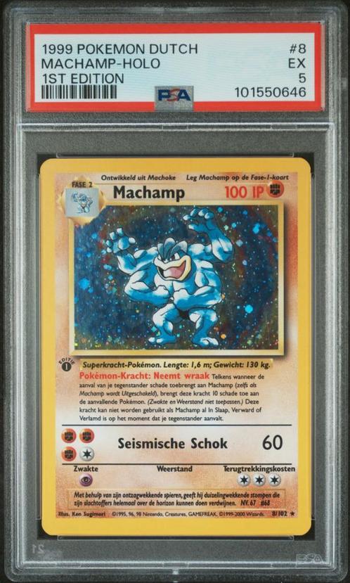 Machamp [1st Edition] #8 Pokemon Base Set | PSA 5 | Dutch, Hobby en Vrije tijd, Verzamelkaartspellen | Pokémon, Zo goed als nieuw