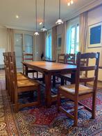 Vol eikenhouten tafel en stoelen, Huis en Inrichting, 200 cm of meer, 50 tot 100 cm, Gebruikt, Rechthoekig