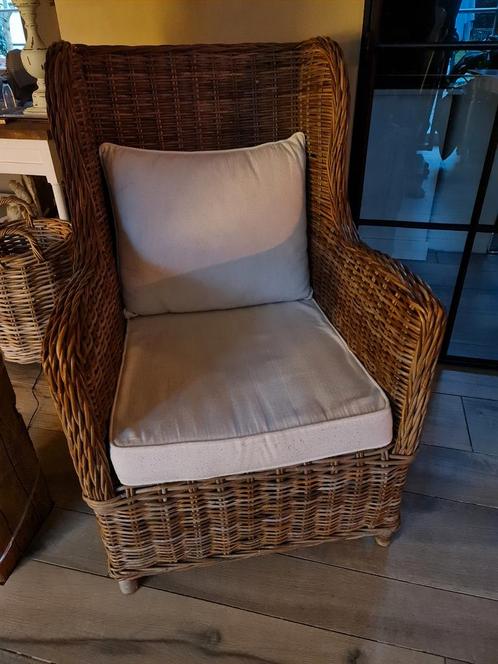 Rotan zetel met kussens, Huis en Inrichting, Fauteuils, Gebruikt, Ophalen