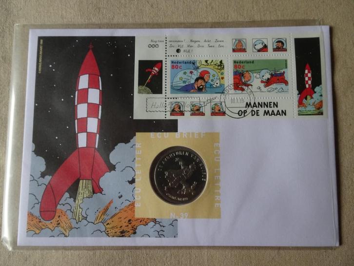 Ecu letter nr. 39 (NL) - Kuifje op de maan - Cadeau-idee!, Verzamelen, Stripfiguren, Zo goed als nieuw, Plaatje, Poster of Sticker