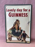 Belle plaque en métal Guinness Horse in Cart, Collections, Comme neuf, Enlèvement ou Envoi, Panneau publicitaire