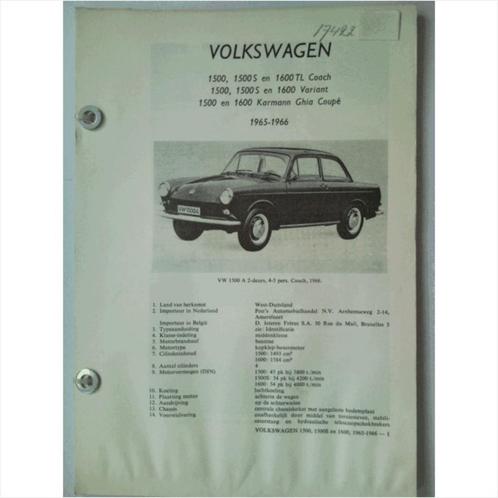 Volkswagen 1500 1500S 1600 Vraagbaak losbladig 1965-1966 #2, Livres, Autos | Livres, Utilisé, Volkswagen, Enlèvement ou Envoi