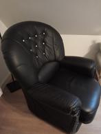 Prachtige zwart leren fauteuil, Leer, Zo goed als nieuw, 50 tot 75 cm, Ophalen