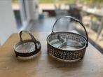 Vintage glazen schaaltjes met metalen rand, Ophalen of Verzenden