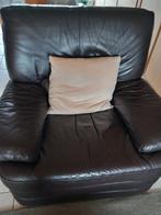 Complete (3-2-1-zit) donkerbruine lederen salon., Ophalen, Gebruikt, Leer