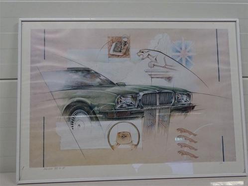 A5256 Fraaie Druk van Louis Visser - Jaguar Auto, Antiek en Kunst, Kunst | Litho's en Zeefdrukken, Ophalen of Verzenden