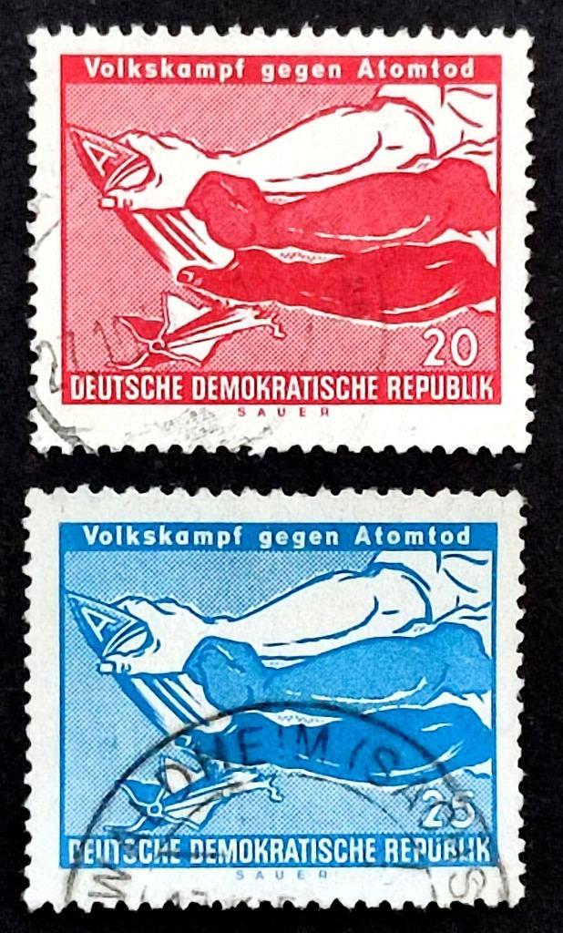 DDR: Volkskampf gegen den Atomtod 1958, Postzegels en Munten, Postzegels | Europa | Duitsland, Gestempeld, DDR, Ophalen of Verzenden