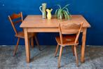 Table de ferme de bistrot ancienne en bois clair vintage, Ophalen