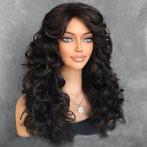 Pruik lang haar met krullen donker chocobruin, Envoi, Neuf