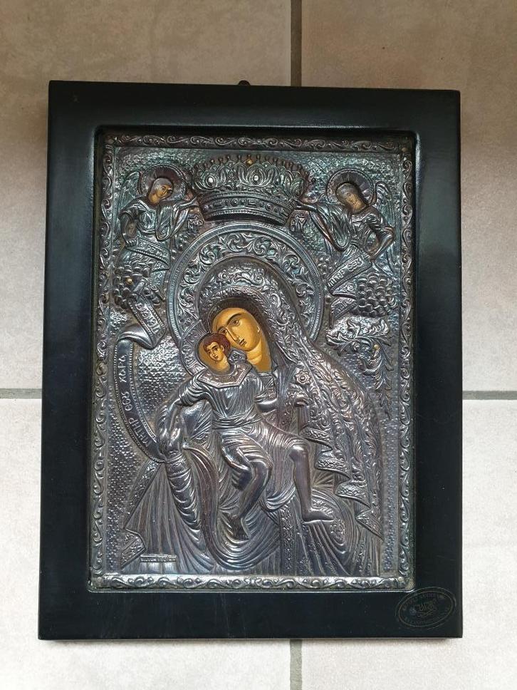 Grieks Icoon - Zilver 950 - Byzantijnse kunst - Clarté, Antiek en Kunst, Kunst | Overige Kunst, Ophalen