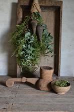 Kandelaar van oude vijzel met handvat, Huis en Inrichting, Ophalen of Verzenden