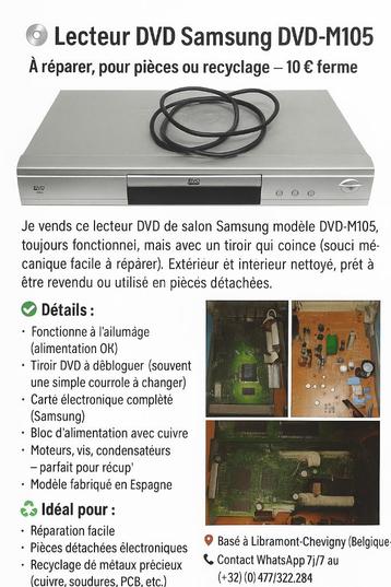 Lecteur DVD Samsung DVD-M105 beschikbaar voor biedingen