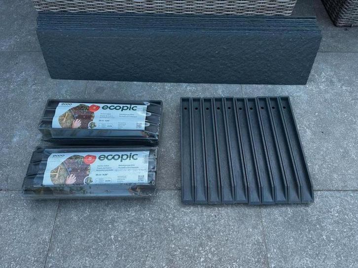 ECOO Ecolat afboording + Ecopic bevestigingspaaltjes, Jardin & Terrasse, Traverses & Bordures, Neuf, Bordure, Synthétique, Moins de 25 cm