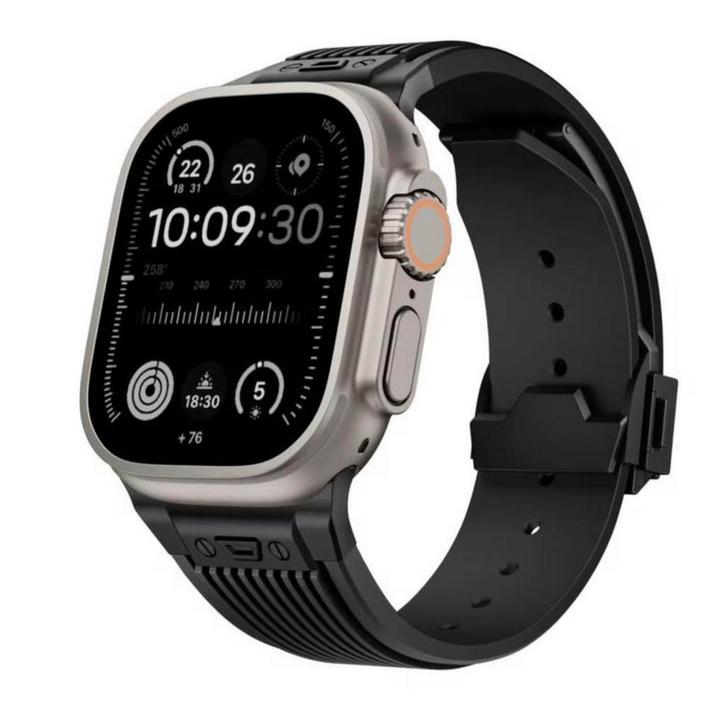 Exclusieve Applewatch band/polsband zwart en grijs 49mm, Handtassen en Accessoires, Smartwatches, Zo goed als nieuw, Grijs, Ophalen of Verzenden