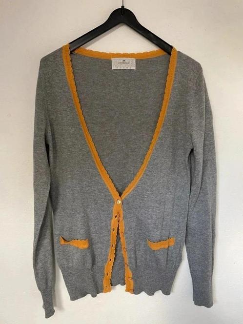 grijze cardigan dames Springfield (hartjes) medium, Kleding | Dames, Truien en Vesten, Gedragen, Maat 38/40 (M), Geel, Ophalen of Verzenden