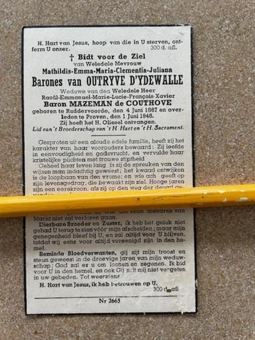 BARONES Mathilde van Outryve d'Ydewalle,overleden Proven1945 beschikbaar voor biedingen