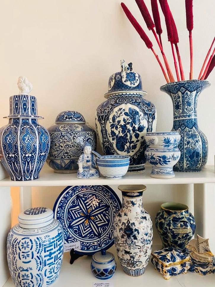 Vintage vazen blauw, Antiek en Kunst, Antiek | Vazen, Ophalen