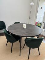 6 velvet donkergroene eetkamerstoelen, Ophalen, Zo goed als nieuw