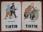 2 plaques métal 30 cm x 20 cm de Tintin. Neuf sous blister, Tintin, Envoi, Neuf