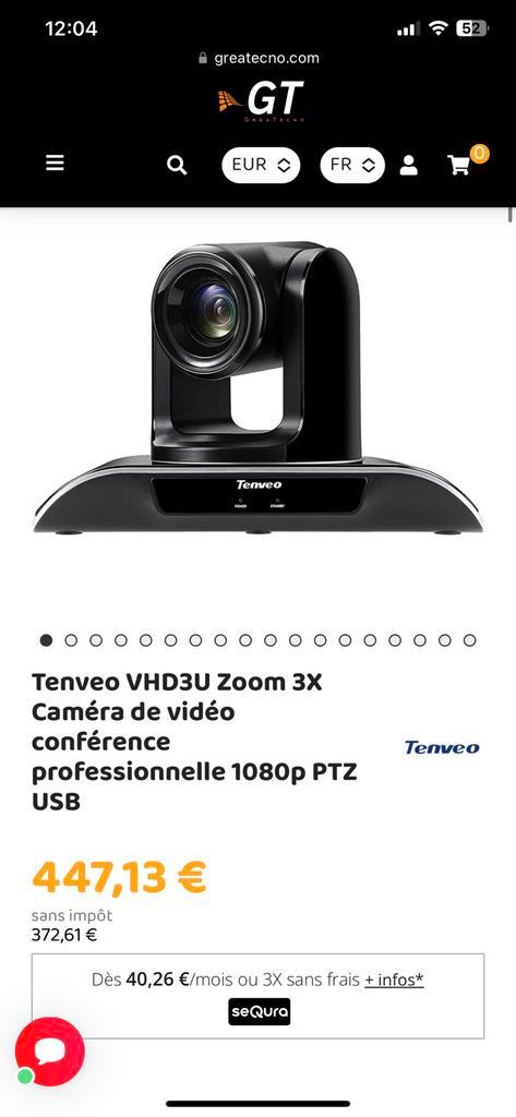 TEVO-VHD3U - Video Conference Camera, TV, Hi-fi & Vidéo, Projecteurs vidéo, Comme neuf, Enlèvement ou Envoi