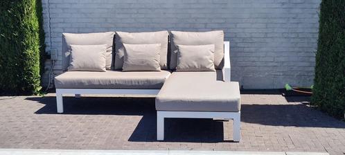 Outdoor loungset wit/taupe, Tuin en Terras, Tuinsets en Loungesets, Gebruikt, Loungeset, Aluminium, 3 zitplaatsen, Bank, Ophalen