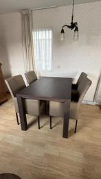 houten rechthoekige tafel + 4 stoelen, Huis en Inrichting, Tafels | Eettafels, Ophalen, 100 tot 150 cm, 50 tot 100 cm, Zo goed als nieuw
