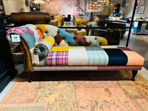CHAIS LONGUE PATCHWORK / MULTICOLOR CHESTERFIELD DAYBED STOF, Huis en Inrichting, Zetels | Zetels en Chaises Longues, Leer, Ophalen of Verzenden